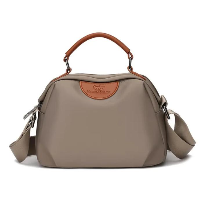 New Portable Nylon Cloth with Cowhide Shoulder Bag