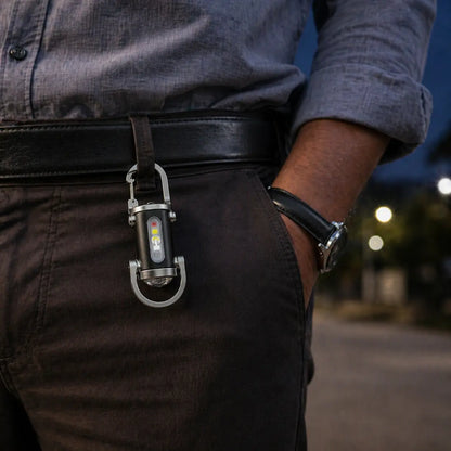 High Power LED + COB Keychain Flashlight | 7 Modes + Type-C Charger